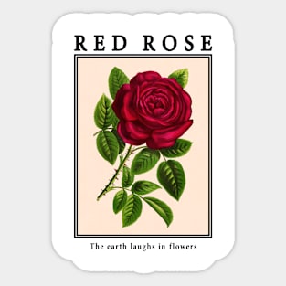 Red Rose - Vintage Postcard Sticker